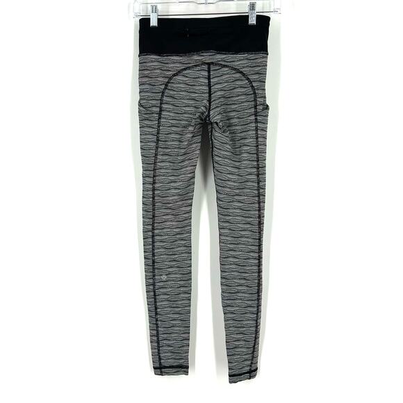 Lululemon Speed Tight II Textured Wave Black Silver Spoon Black Size 4 - Picture 3 of 8